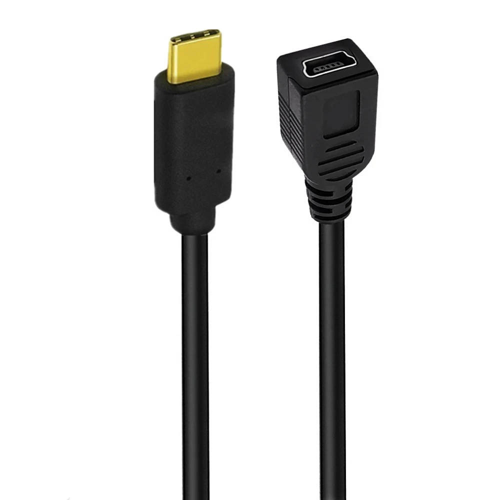 Кабель-адаптер Type-C (Duttek) к Mini 5-пин, позолоченные контакты, варианты под прямым углом 90°, длина 25 см