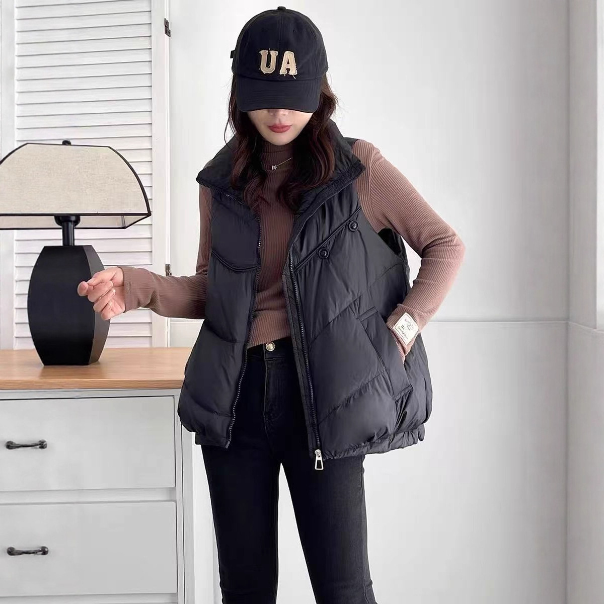 欧货羽绒棉马甲女2025新款秋冬季外穿坎肩背心棉马夹时尚百搭外套