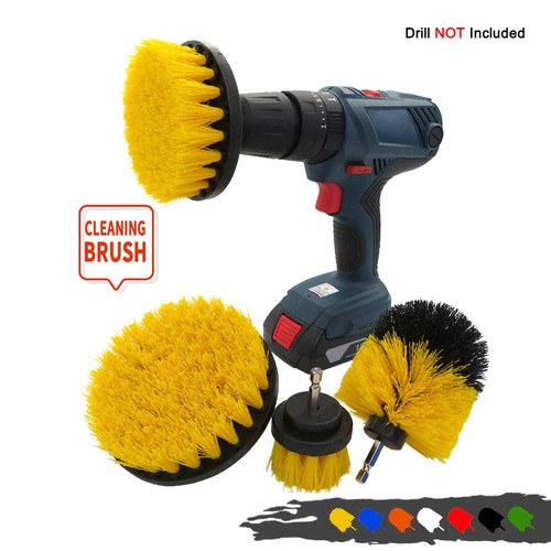 Cross-border supply 2/3.5/4/5 inch yellow electric drill brush head 4-piece set kitchen crevice cleaning electric cleaning brush