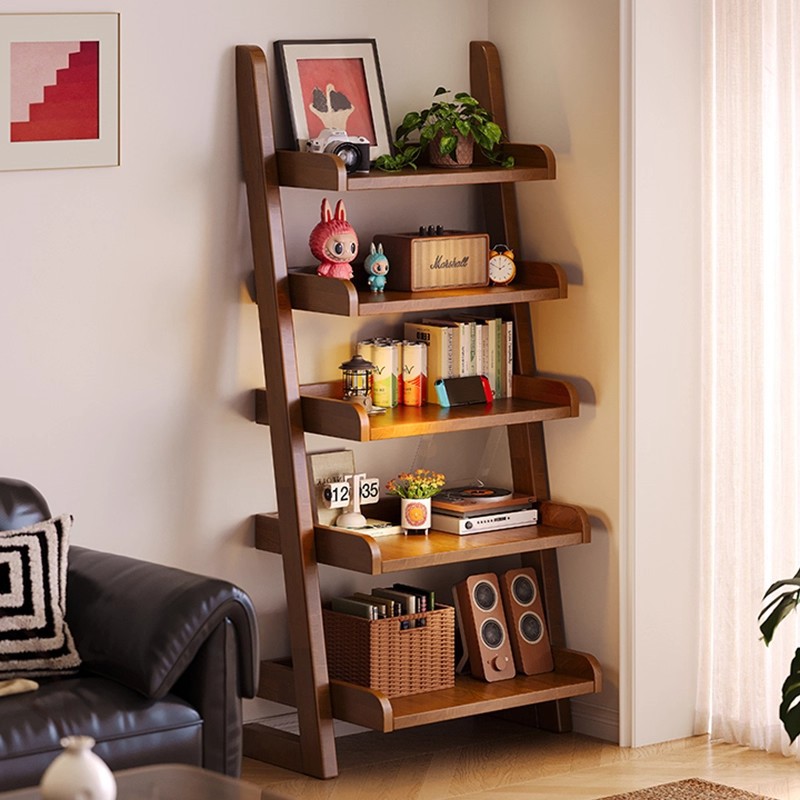 Estante de madera sólida estante de almacenamiento trapezoidal estante de almacenamiento integrado contra la pared estante de exhibición de sala de estar de estudiantes estante de almacenamiento
