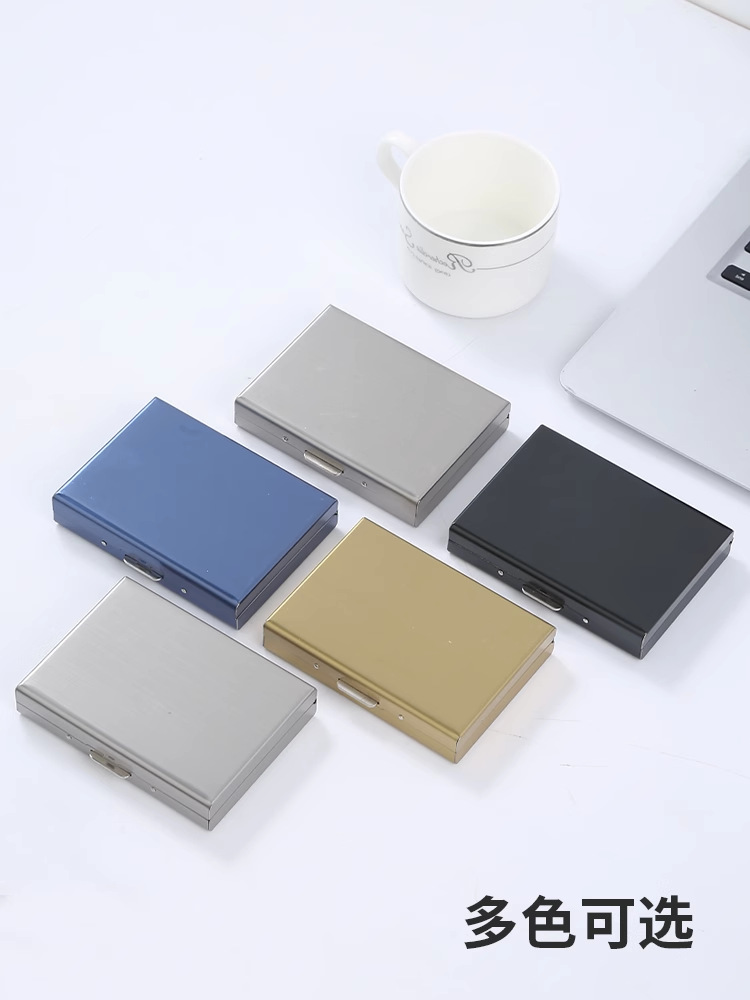 High-End Metal Card Holder for Men and Women, Stainless Steel Ultra-Thin Anti-Degaussing Compact Card Box, Anti-Theft Bank Card Holder, Card Holder