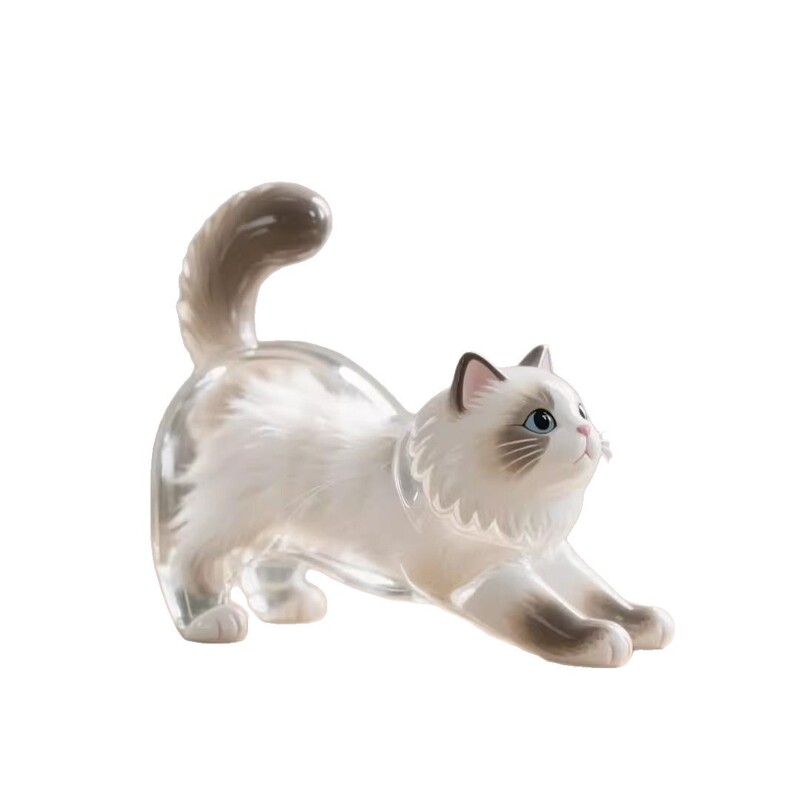 透明子猫毛収納ボックスシャム猫ラグドール猫毛収納お土産キーホルダー装飾ペンダント|undefined