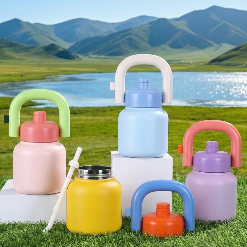 Large Capacity Thermos Cup with Straw, Stainless Steel Household Water Bottle, Outdoor Summer Portable Bottle Large Capacity Thermos Cup with Straw, Stainless Steel Household Water Bottle, Outdoor Summer Portable Bottle
