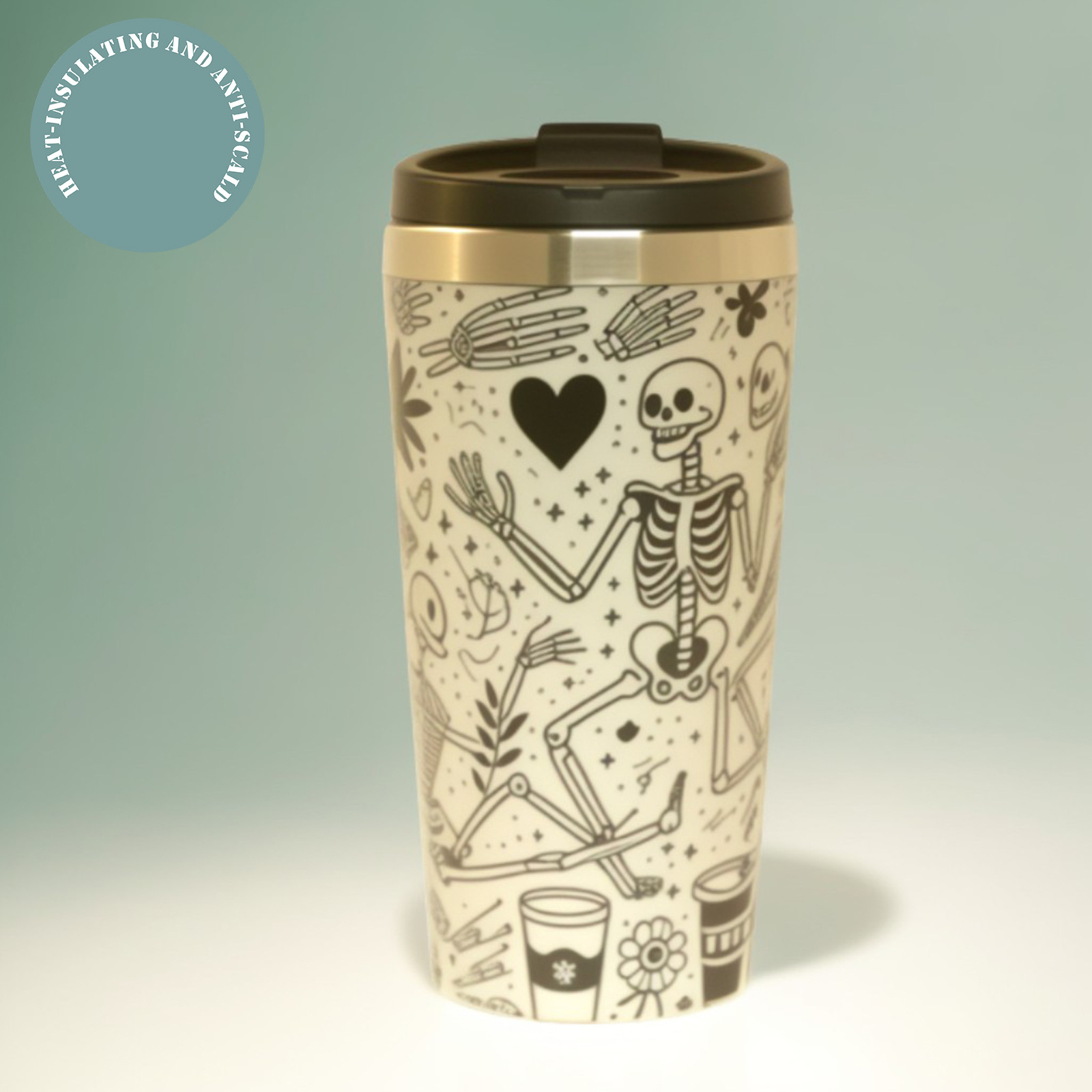 不锈钢随行杯 保温杯 定制骷髅图案 小容量14oz 跨境eBay热销