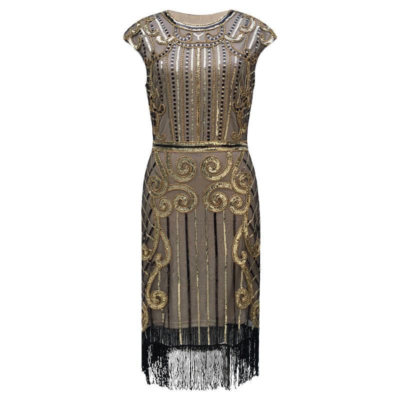 Cross-Border European and American 1920S Vintage Sequin Tassel Evening Dress Party Dress Cross-Border European and American 1920S Vintage Sequin Tassel Evening Dress Party Dress