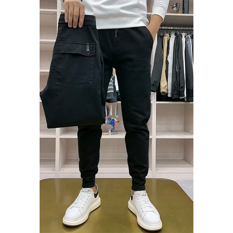 Jean décontracté coupe slim pour le printemps, pantalon élastique noir pour homme, tendance et polyvalent, limming et reliure des jambes Harun_voghion.com