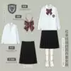 Long-sleeve, bow tie, badge, JK style (Japanese school style)
