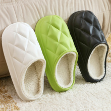 毛绒棉拖鞋女士2025新款加绒无跟休闲情侣居家冬季保暖拖鞋男批发