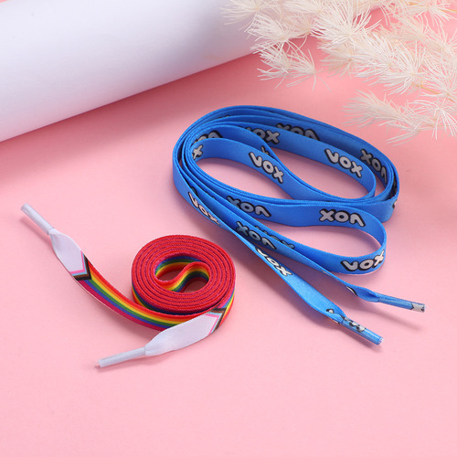 Printed Colorful Shoelaces Universal Casual Gradient Rainbow Flat Ribbon for Men and Women Sports Casual Canvas Shoes String