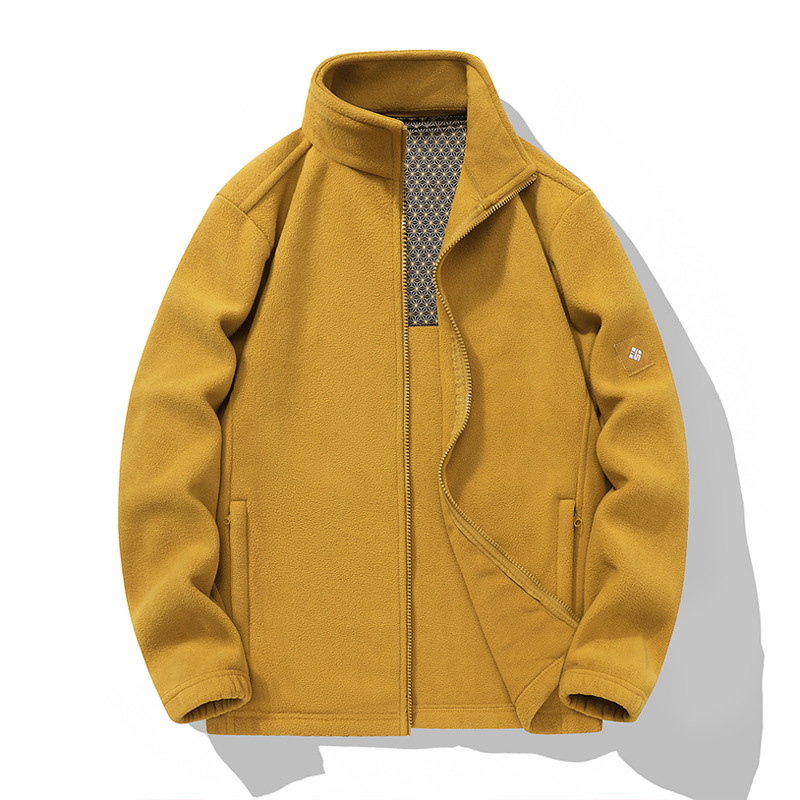 Outdoor Autumn and Winter Polar Fleece Fleece Jacket for Men and Women, Polar Fleece Stand-Up Collar, Windproof, Thickeneded and Warm Jacket Liner