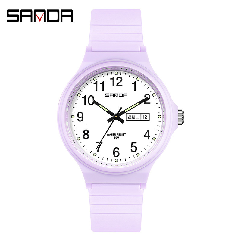 Sanda nuevo 6060 doble Calendario Electrónico reloj de cuarzo al aire libre impermeable ocio creativo hombre y mujer estudiante reloj al por mayor