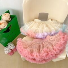 Summer girls' breathable mesh tutu skirt, stylish princess fluffy skirt, baby girl performance dress, cake skirt