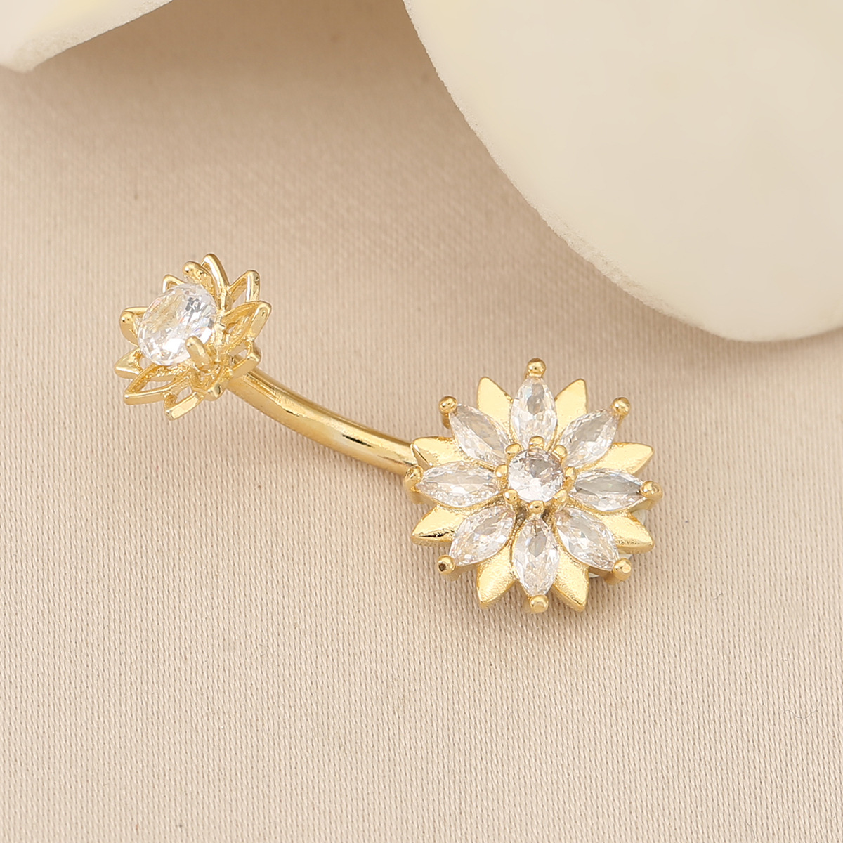 Diamond-encrusted Navel Stud For Women, Elegant Belly Button Ring_voghion.com