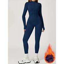 E 27113 Zipper Long Sleeve Yoga Jumpsuit �٤����� �羳