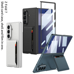 Samsung Z Fold7 携帯電話ケース カードホルダー プレーンレザー ビジネス折りたたみスクリーン 超薄型 Fold 7 保護カバーに適しています。