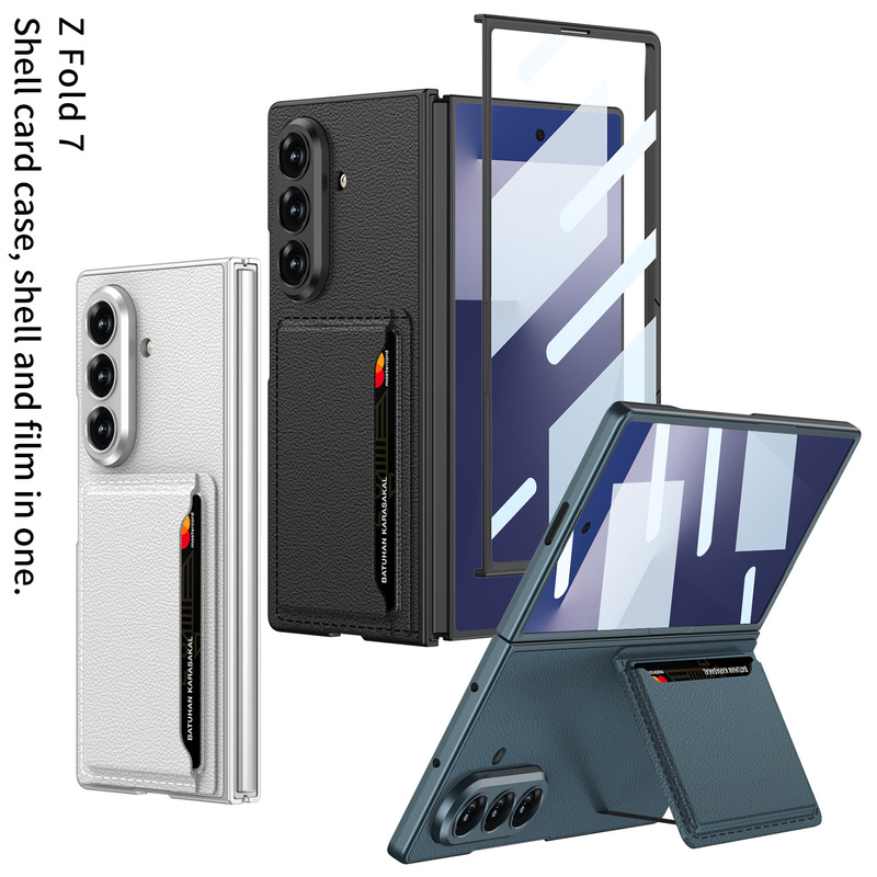 Samsung Z Fold7 携帯電話ケース カードホルダー プレーンレザー ビジネス折りたたみスクリーン 超薄型 Fold 7 保護カバーに適しています。|undefined