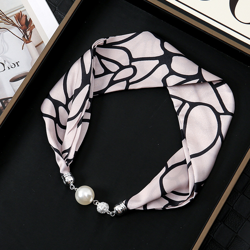 Nuevo clásico retro blanco y negro onda francesa punto de succión hebilla correa de cabello bufandas perezosas multipropósito temperamento collar clavícula hebilla