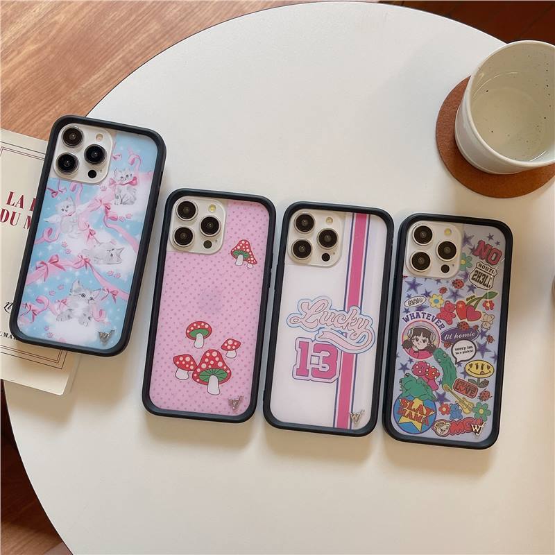 欧美风wf蝴蝶结猫咪适用iphone16pro max苹果16蘑菇15女孩青蛙14