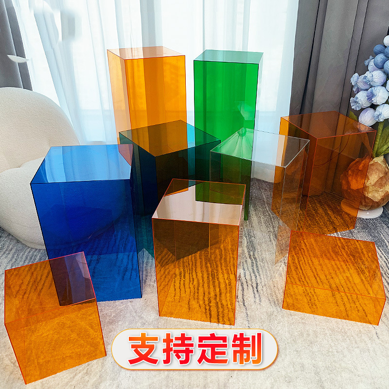 Square column acrylic display stand transparent color clothing store…