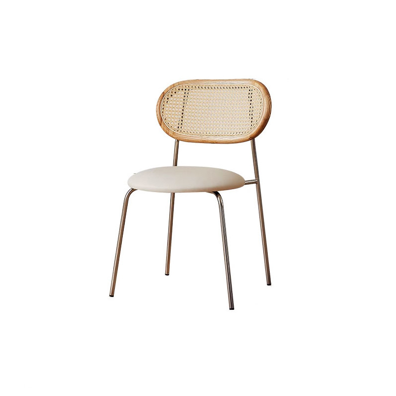 Danvas Bauhaus estilo silla de comedor de acero inoxidable silla de comedor simple silla de respaldo de red metálica silla de comedor de caña