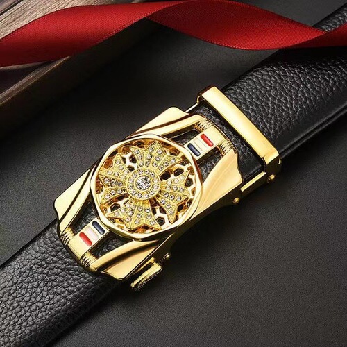 Piper belt men's diamond-encrusted automatic buckle belt pvc fashion simple wholesale