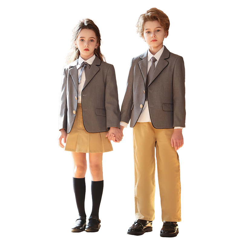 Uniformes escolares para escuelas primarias y secundarias, uniformes de jardín de infantes, uniformes de clase para niños de primavera y otoño, trajes para niños y niñas de estilo universitario británico