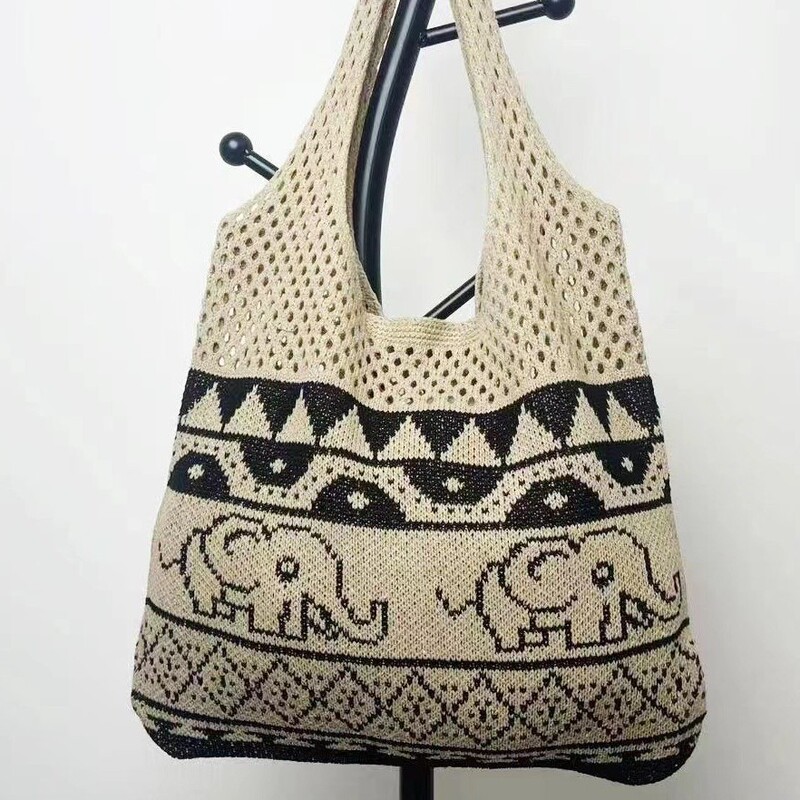 2025 New Large-Capacity Tote Bag, Beach Bag, Knitted Bag, Straw Bag, Thai Vacation Bohemian Style Bag 2025 New Large-Capacity Tote Bag, Beach Bag, Knitted Bag, Straw Bag, Thai Vacation Bohemian Style Bag