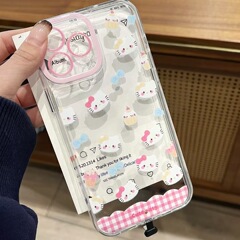 着信フラッシュかわいいフルスクリーンのケイティ猫の顔iphone 16ピン15は13/14pro max携帯ケース11を適用します。