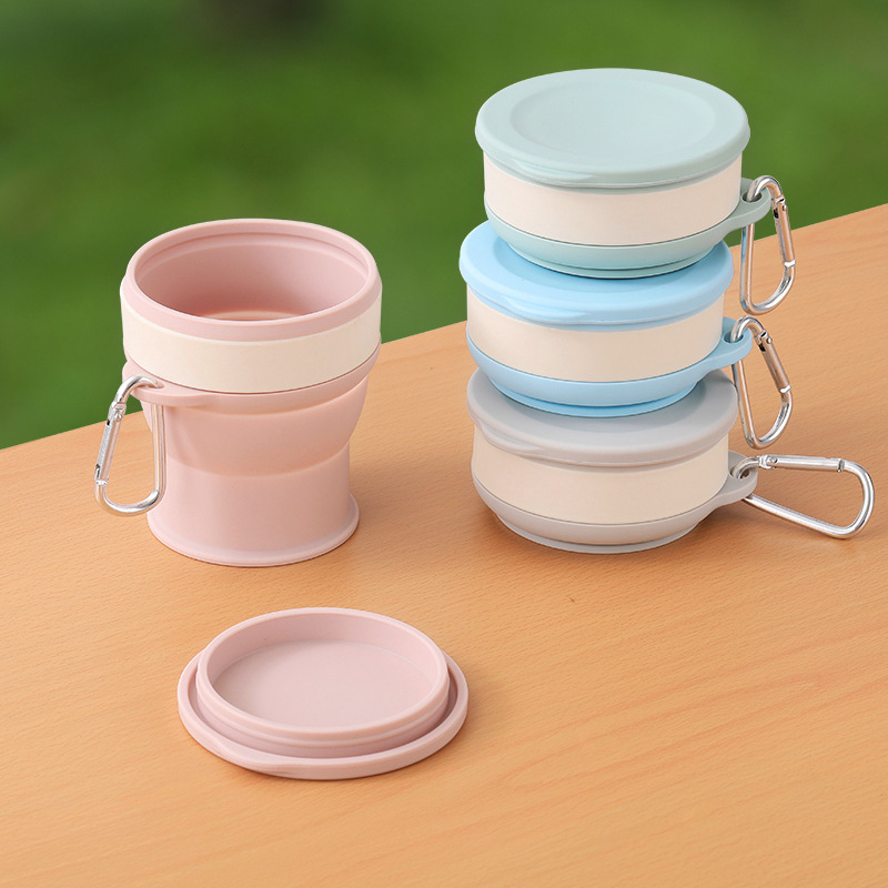 Taza de bolsillo de viaje portátil al aire libre, taza de agua deportiva telescópica plegable de silicona, taza plegable de lavado de gran capacidad