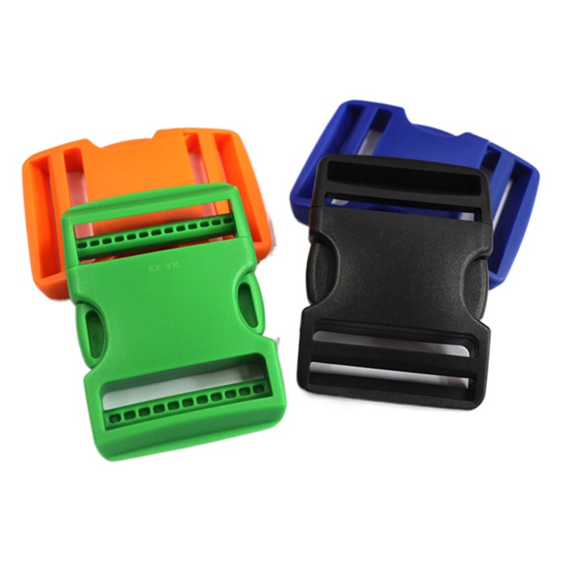 Venta directa de fábrica de hebilla doble de 2 pulgadas, hebilla de barra doble ajustable y engrosada, hebilla para correa, hebilla de plástico, disponible en opciones de colores.