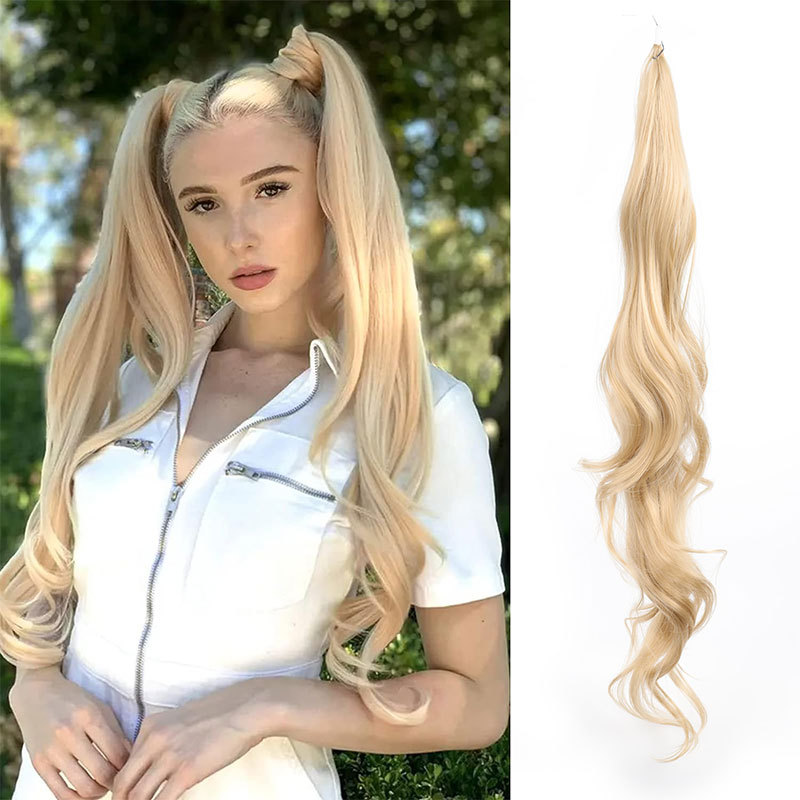 Peruca de cola de caballo, barra mágica de cabello, trenza de cola de caballo, simulación natural de ondas grandes, banda de fibra química, pelucina de cabello, trenza de cabello