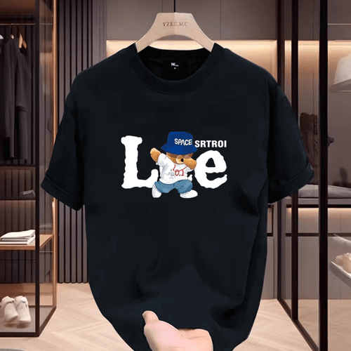 2025 Summer New Trend Brand Instagram Half-Sleeve Top Heavyweight Loose Round Neck Pure Cotton Short-Sleeve T-Shirt for Men and Women
