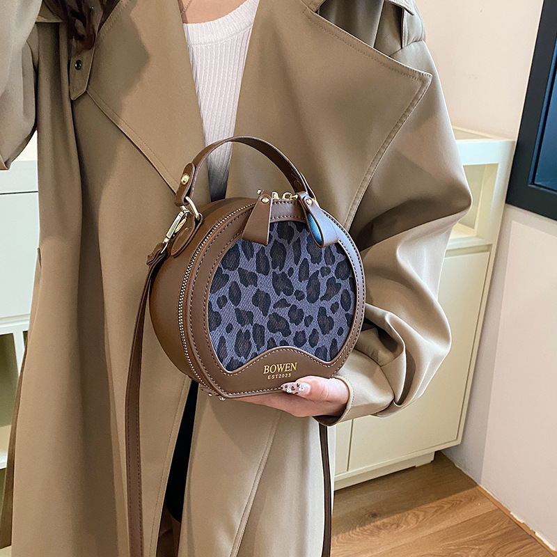 Women's 2024 popular niche fashion plaid crossbody texture handheld small round bag_voghion.com