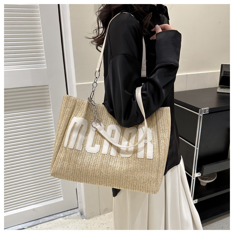 Large capacity fashion tote bag 2025 new style this year's popular woven single-shoulder bag underarm letter handbag wholesale undefined