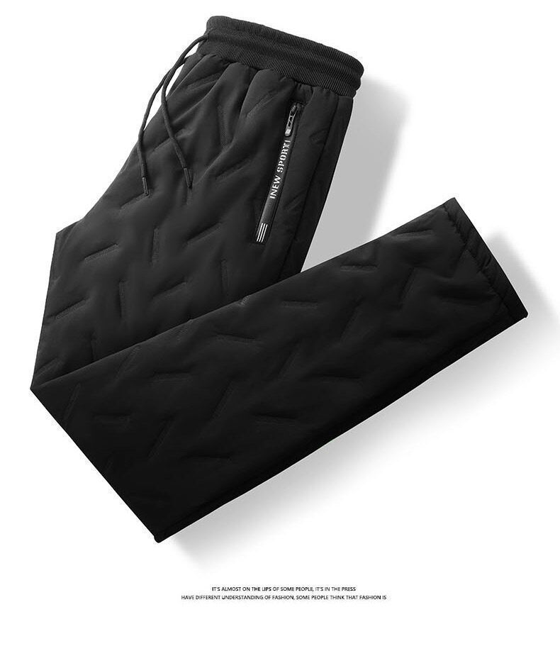 Pantalones de algodón de lana de cordero de invierno extra grande para hombre ropa exterior caliente suelta recta casual pantalones atados al tobillo