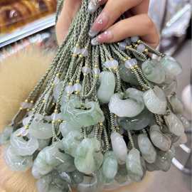 新疆天山翠祥云平安锁吊坠金丝玉白玉如意锁男女玉石挂件送绳子