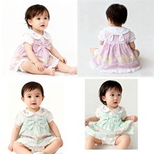 日系童装80 90婴幼儿女宝夏季纯棉短爬上衣裙2件套兔子家同款ins