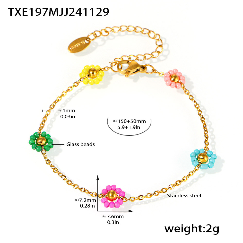 Dongguan Jiaqing Joyas de acero inoxidable hechas a mano pura flores de color japonesas importaciones de collar de cuentas de vidrio conjunto de pulseras mujeres