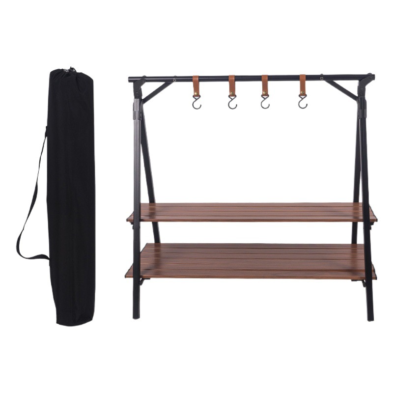 CLS aleación de aluminio al aire libre de doble capa de almacenamiento rack patio balcón almacenamiento rack auto-conducción viaje coche camping soporte portátil