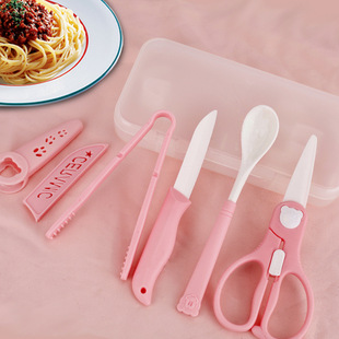 In stock ceramic scissors ceramic fruit knife suit food supplement four-piece set easy storage scissors ceramic suit box