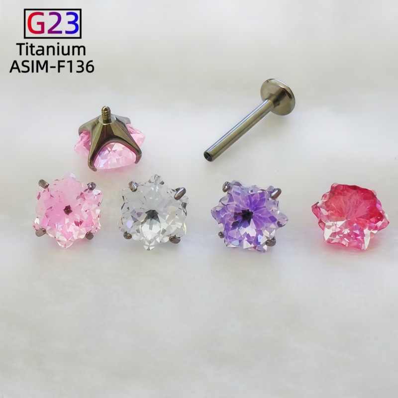 Labret stud lip piercing jewelry styling detail