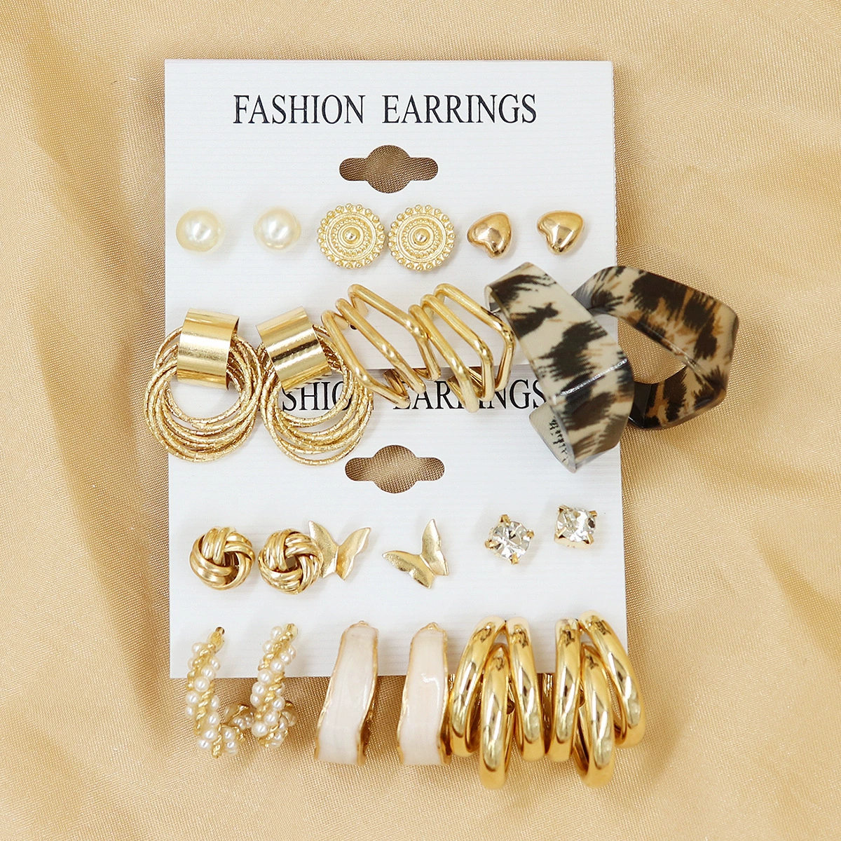 Metal Earrings Set, Retro Creative Design with Pigtail Hooks, Simple Elegant, Assorted Colors