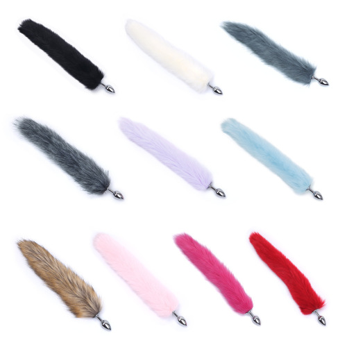 Multicolor artificial fox tail metal anal plug adult sex alternative toy backyard anal plug manufacturer wholesale small size