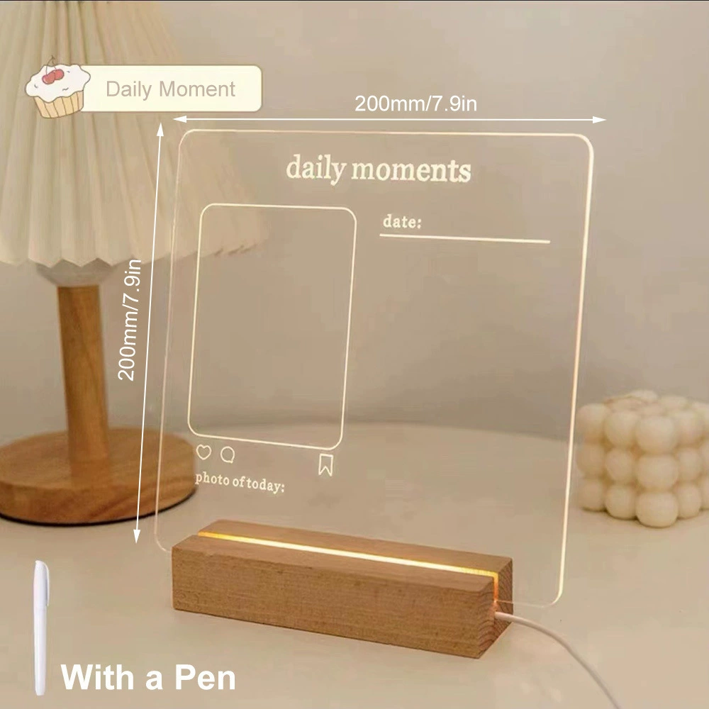 New Note Message Board Led Night Light Transparent Glow Memo