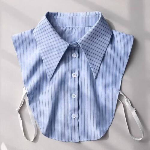 Anti-wrinkle blue and white striped fake shirt 2025 new professional wear inner collar for women casual versatile fake collar