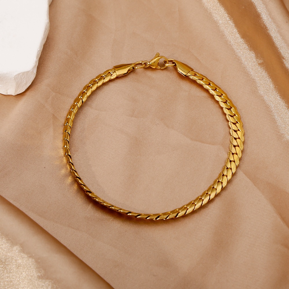 Vintage Style, Classic Style Style Real Gold Plated Geometric 316 Stainless Steel Vintage Style Classic Style Waterproof Non Tarnish 316 Stainless Steel Chain Bracelet