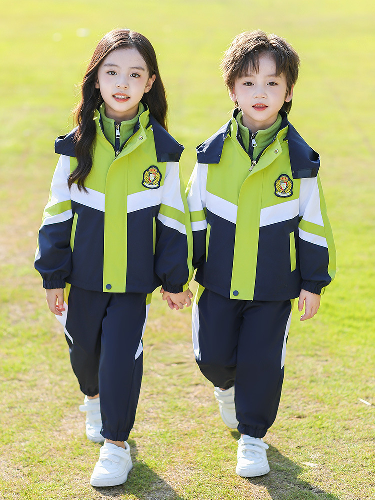 小学生班服春秋款三件套冲锋衣套装一年级加厚校服秋冬幼儿园园服