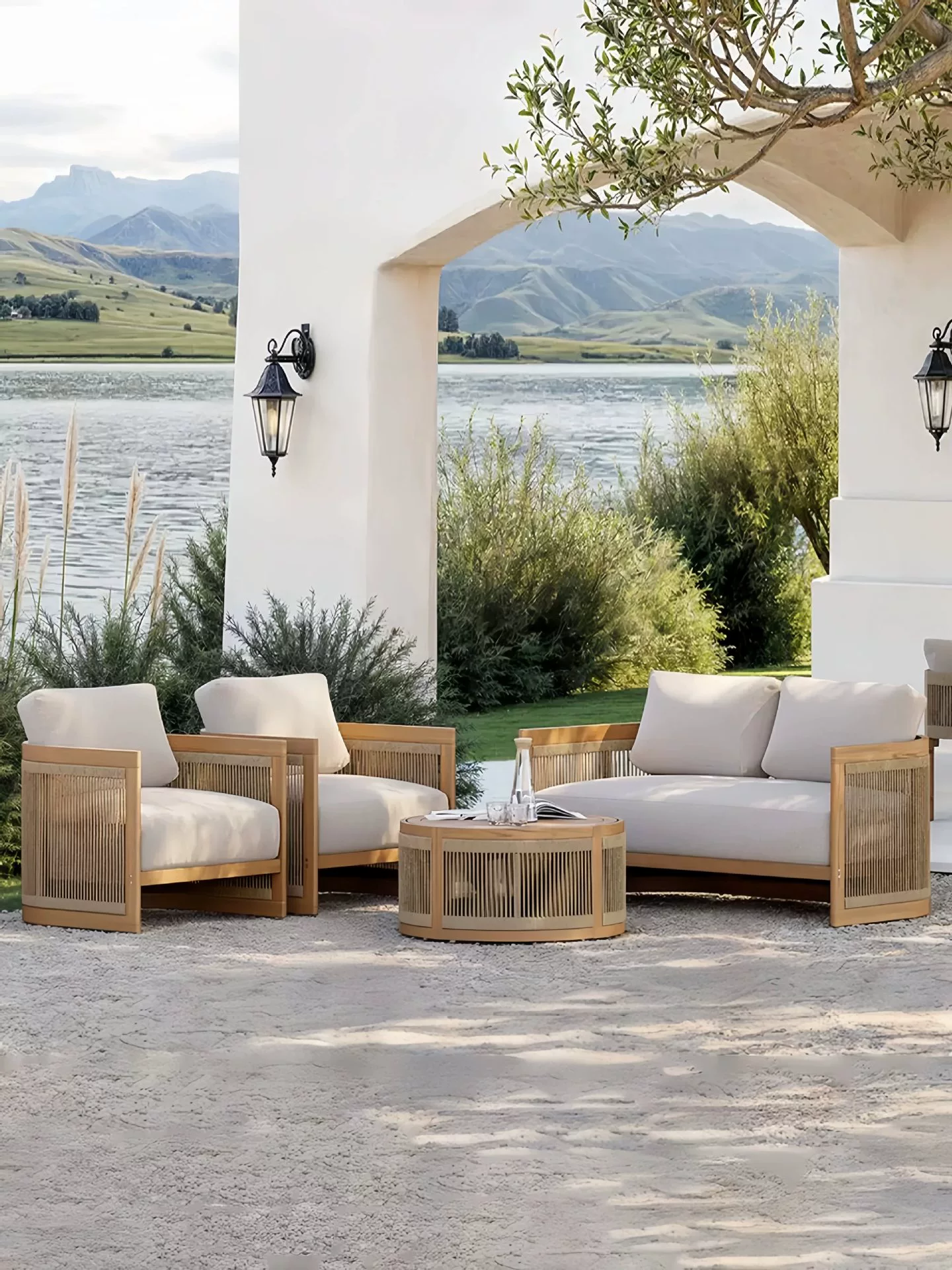 Комбинированный уличный диван, двор, вилла, сад, отдых на открытом воздухе, ротанг, защита от солнца на открытом воздухе, отель, балкон, стул из ротанга