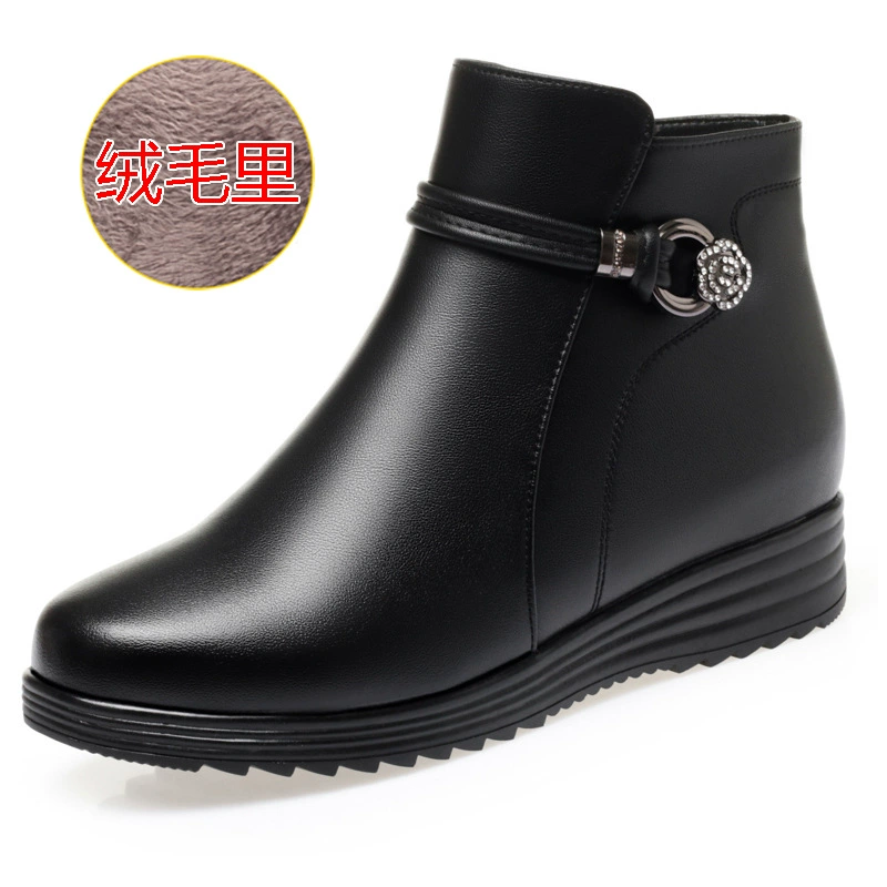 Winter fleece shoes for mother, non-slip low boots, footwear, for middle age, plus size