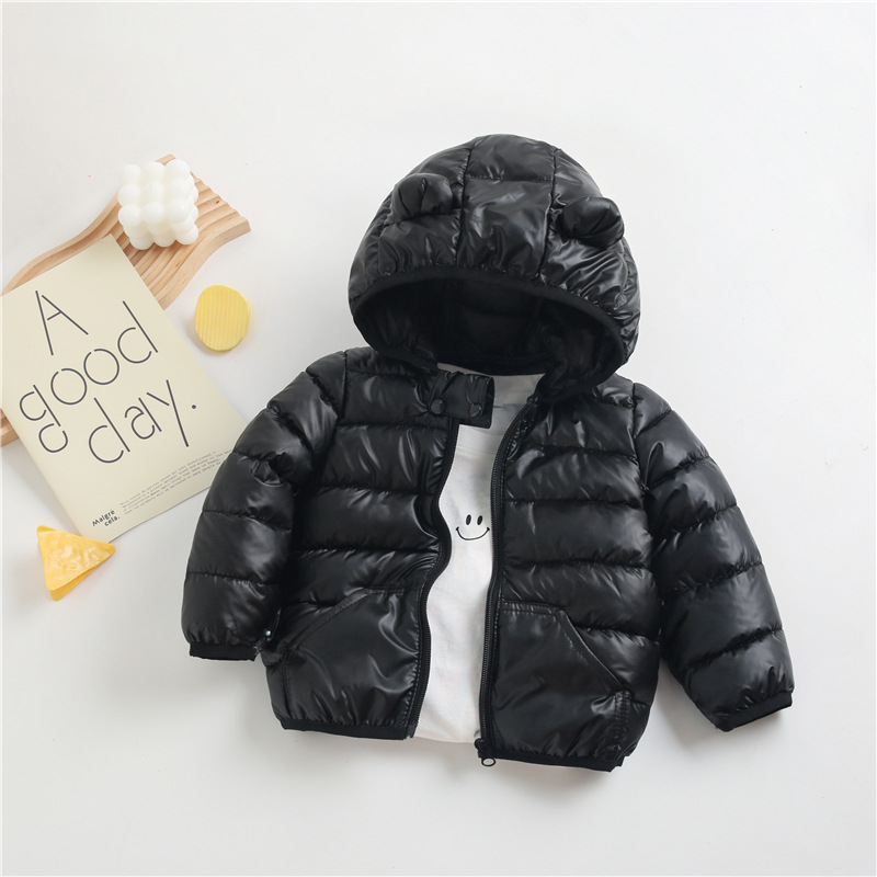Children's clothing, baby black and gold thickened coat, 2026 new winter clothing, infant and toddler top, boys' winter cotton coat